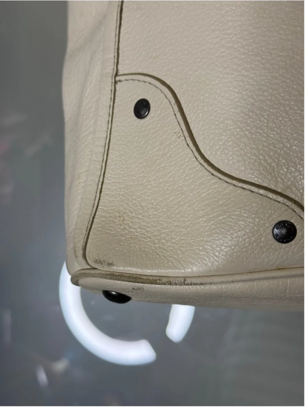 Women's Coach Cream Leather Tote Bag One Size